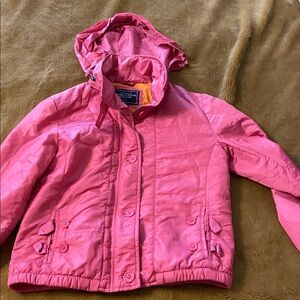 American Eagle Outfitters pink puffer rain jacket w/ hood size Small